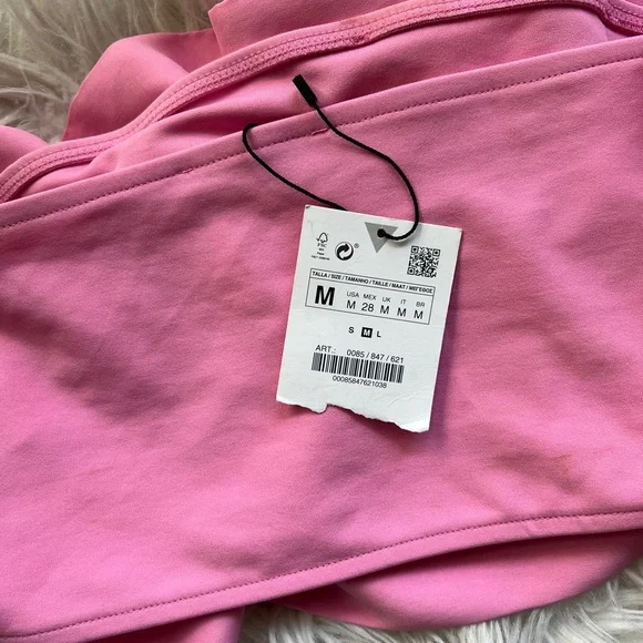 Zara Pink Ruffle Strapless Tube Top NWT - Picture 4 of 7